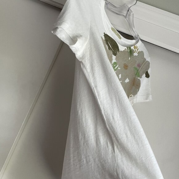 J. Crew Cotton Short Sleeve Top Size M White Tan Green Large Floral Print - Picture 6 of 10